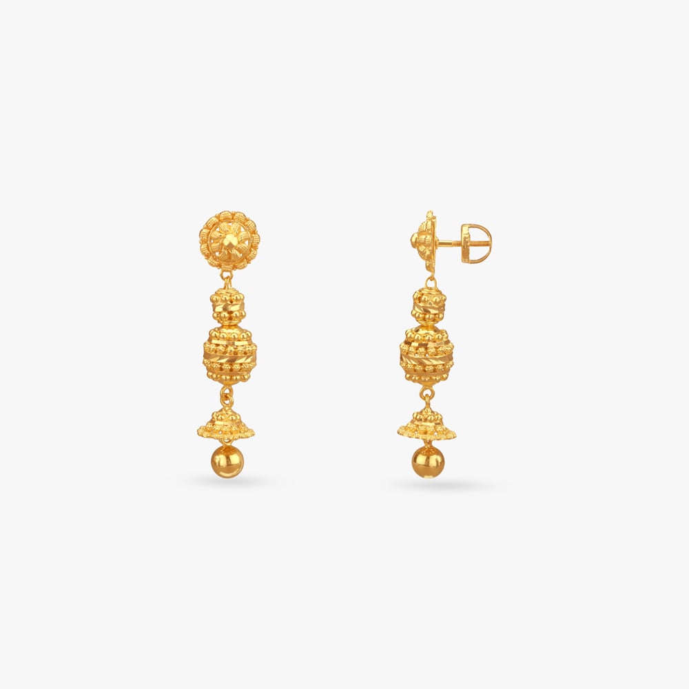 Royal Stack Gold Jhumka Earrings,,hi-res image number null