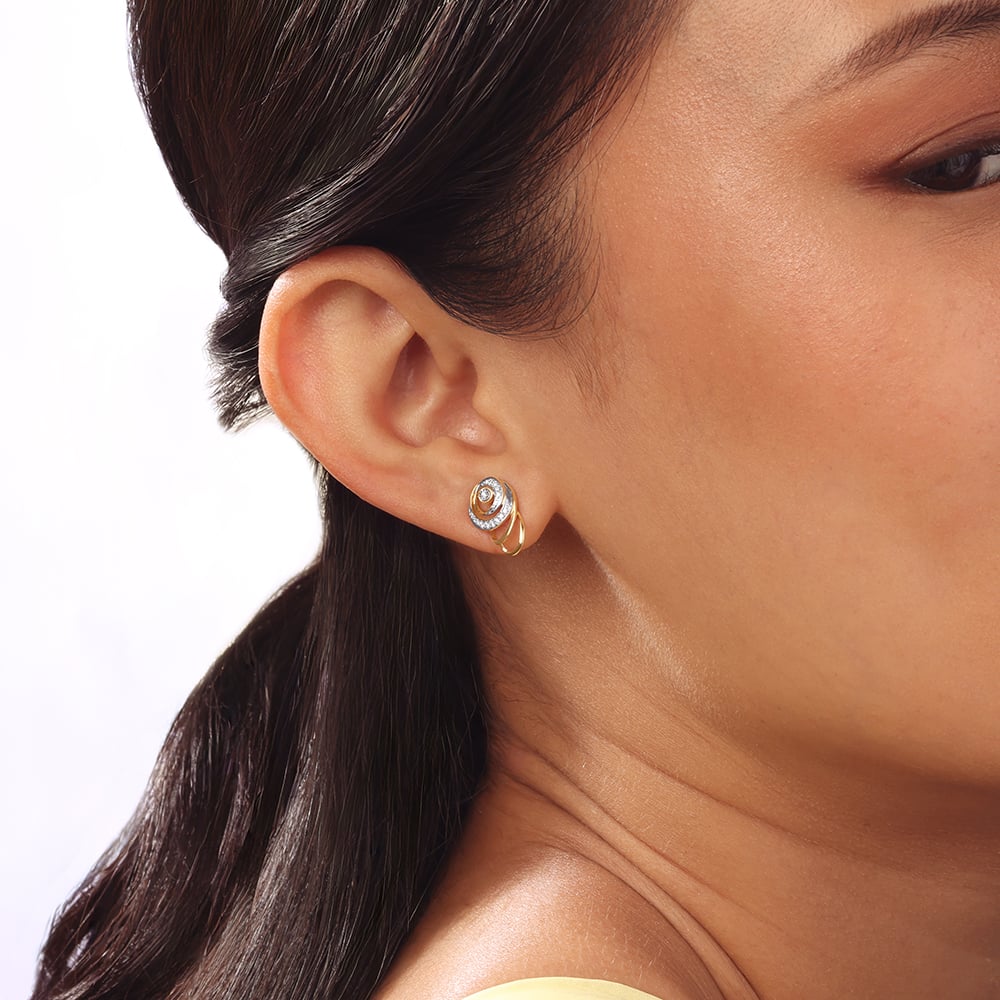 Solar Swirl Diamond Stud Earrings,,hi-res image number null