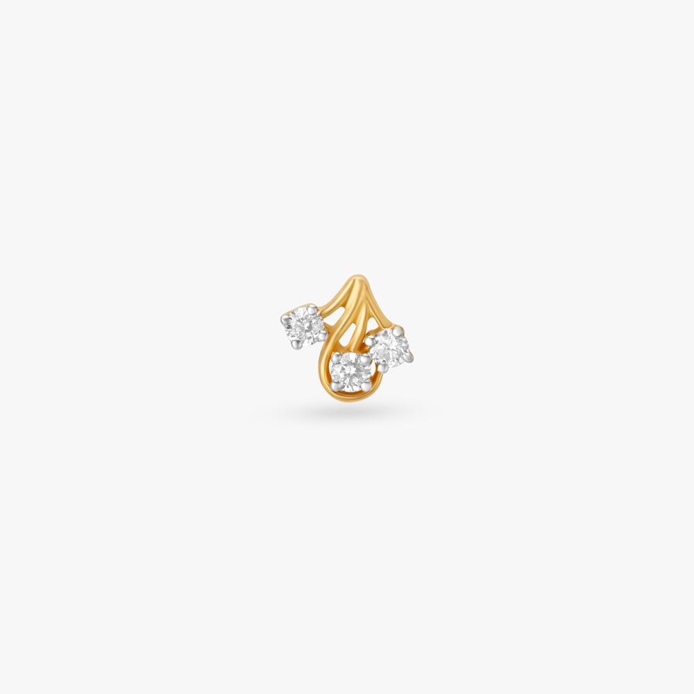 Fancy Gold and Diamond Nose Pin,,hi-res image number null