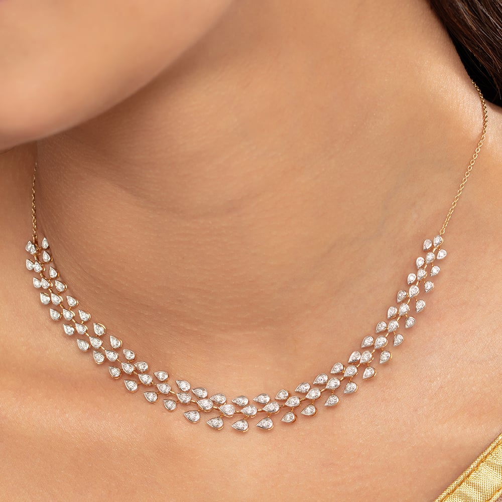 Dazzling Teardrop Gold & Diamond Necklace,,hi-res image number null