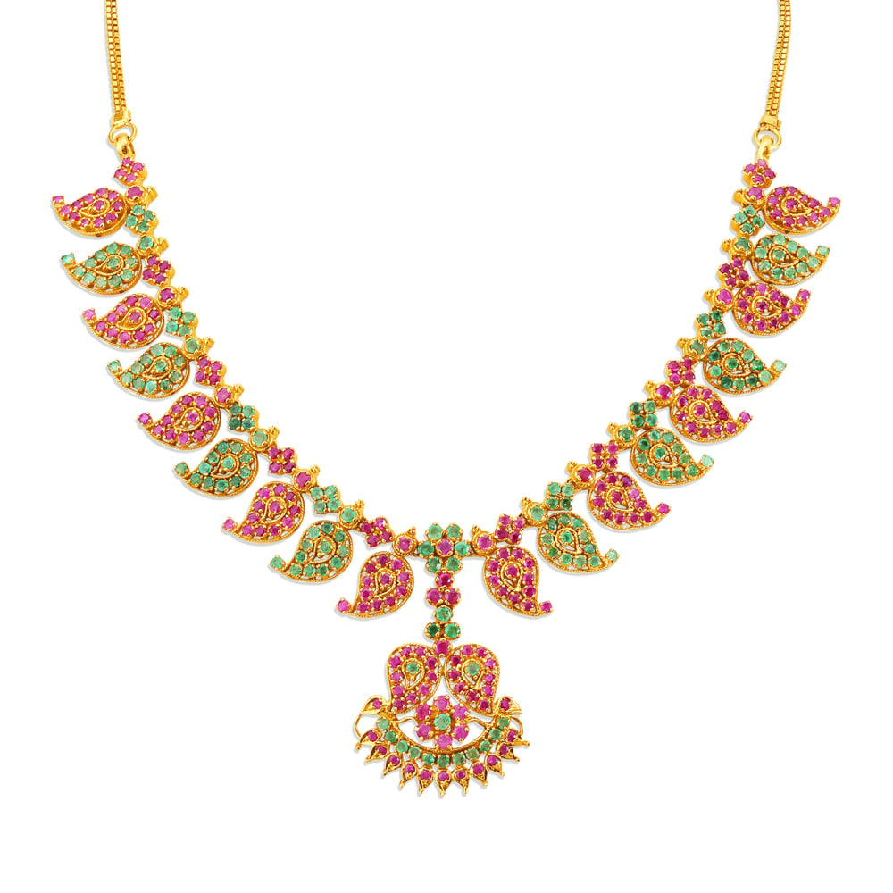 Opulent Ruby and Emerald Gold Necklace,,hi-res image number null