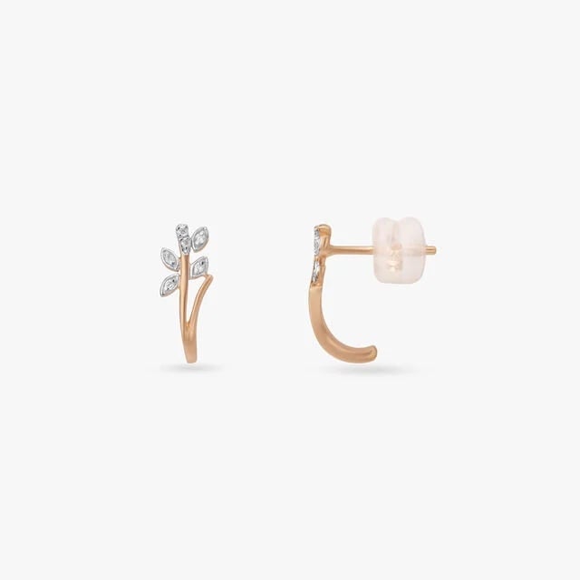Vine Curve Diamond Hoop Earrings,,hi-res image number null