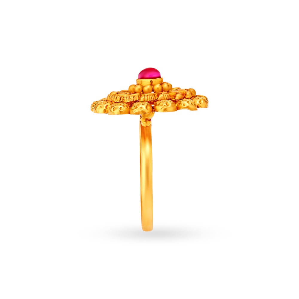 Regal Stone Studded Cocktail Look Gold Finger Ring,,hi-res image number null
