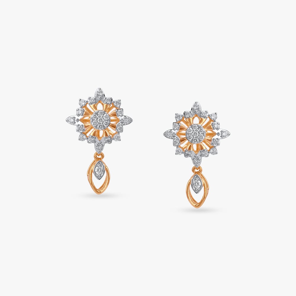 Starburst Bloom Diamond Drop Earrings,,hi-res image number null