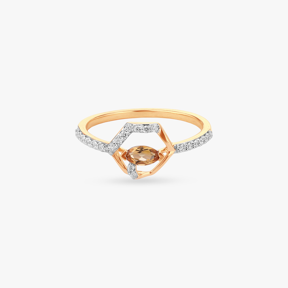 Honey Hexagon Gold Ring,,hi-res image number null