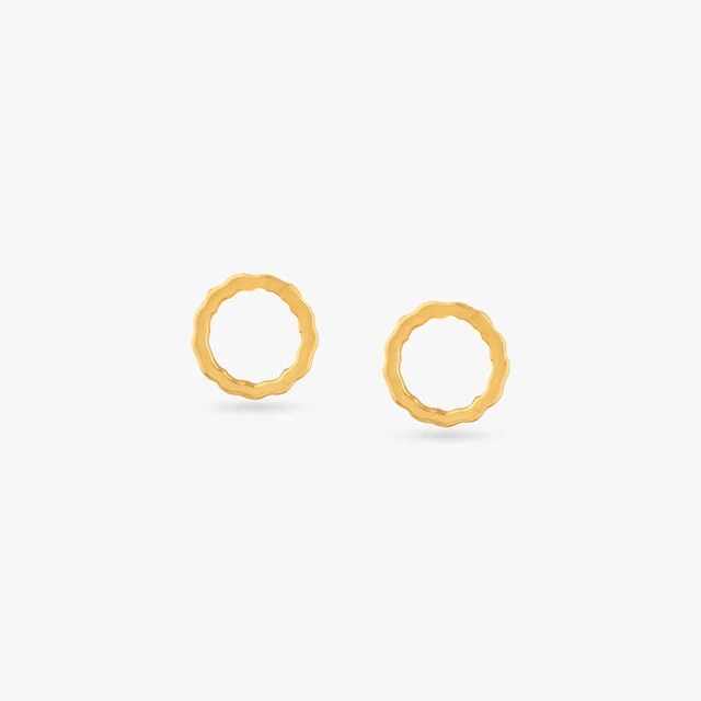 Scalloped Bloom Gold Stud Earrings,,hi-res image number null