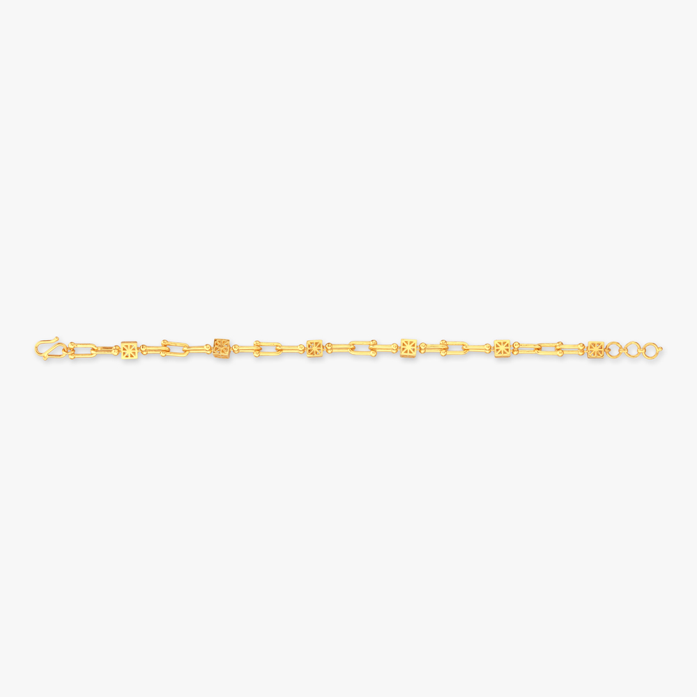 Geometric Floral Gold Bracelet for Men,,hi-res image number null