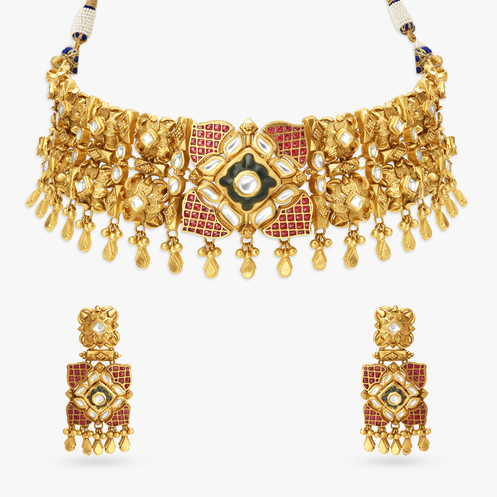 Sumptuous Choker Necklace Set with Kundan Work,,hi-res image number null