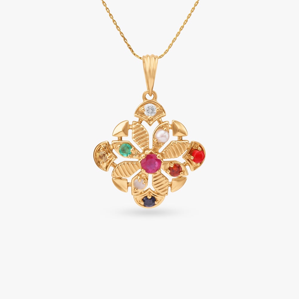 

Timeless Navaratna Diamond Pendant