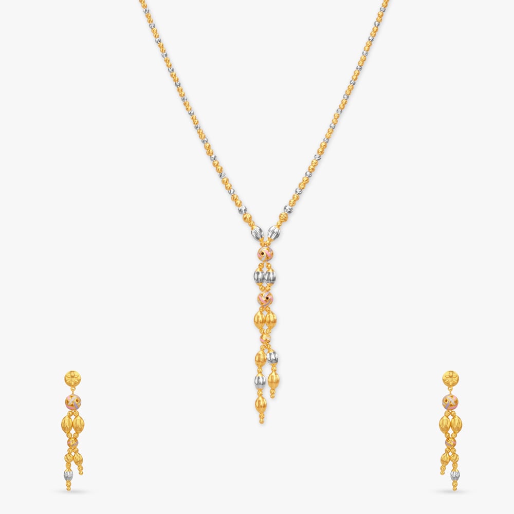 Tricolor Elegance Gold Necklace Set,,hi-res image number null