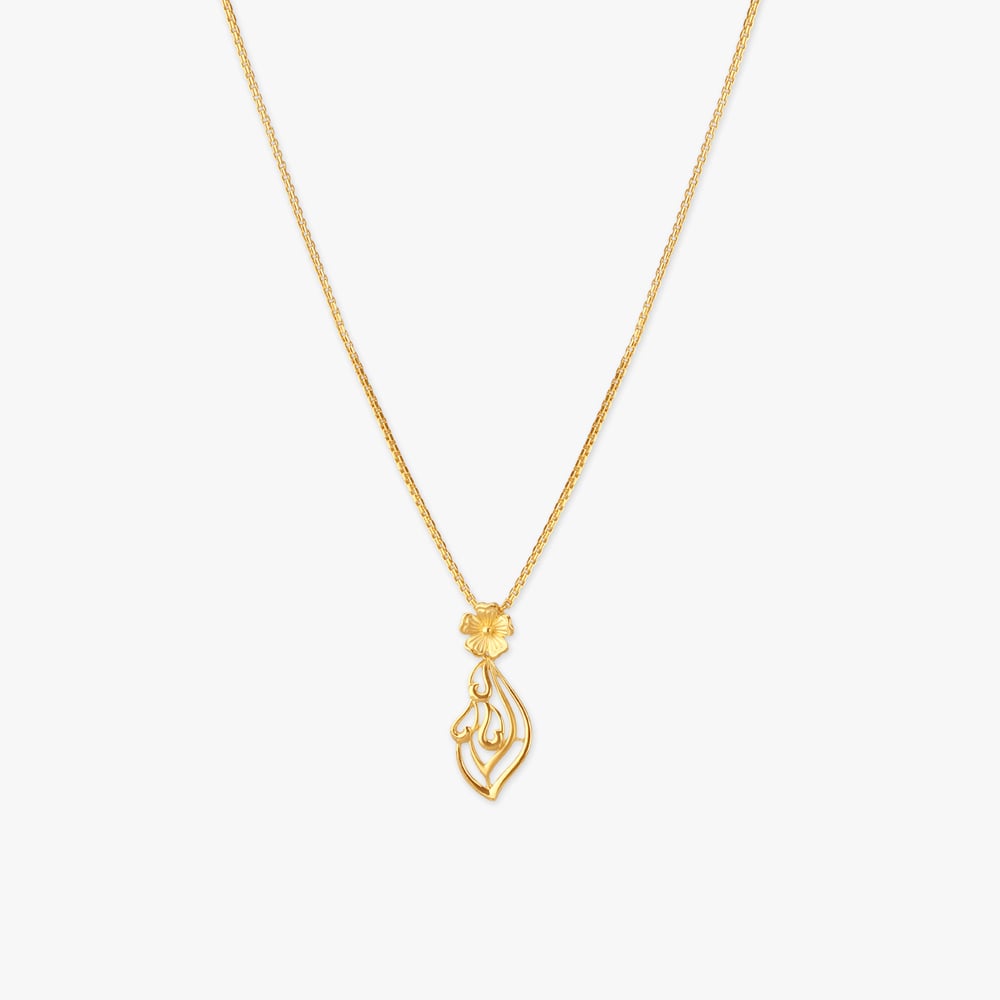 

Sculpted Flame Gold Pendant with Chain