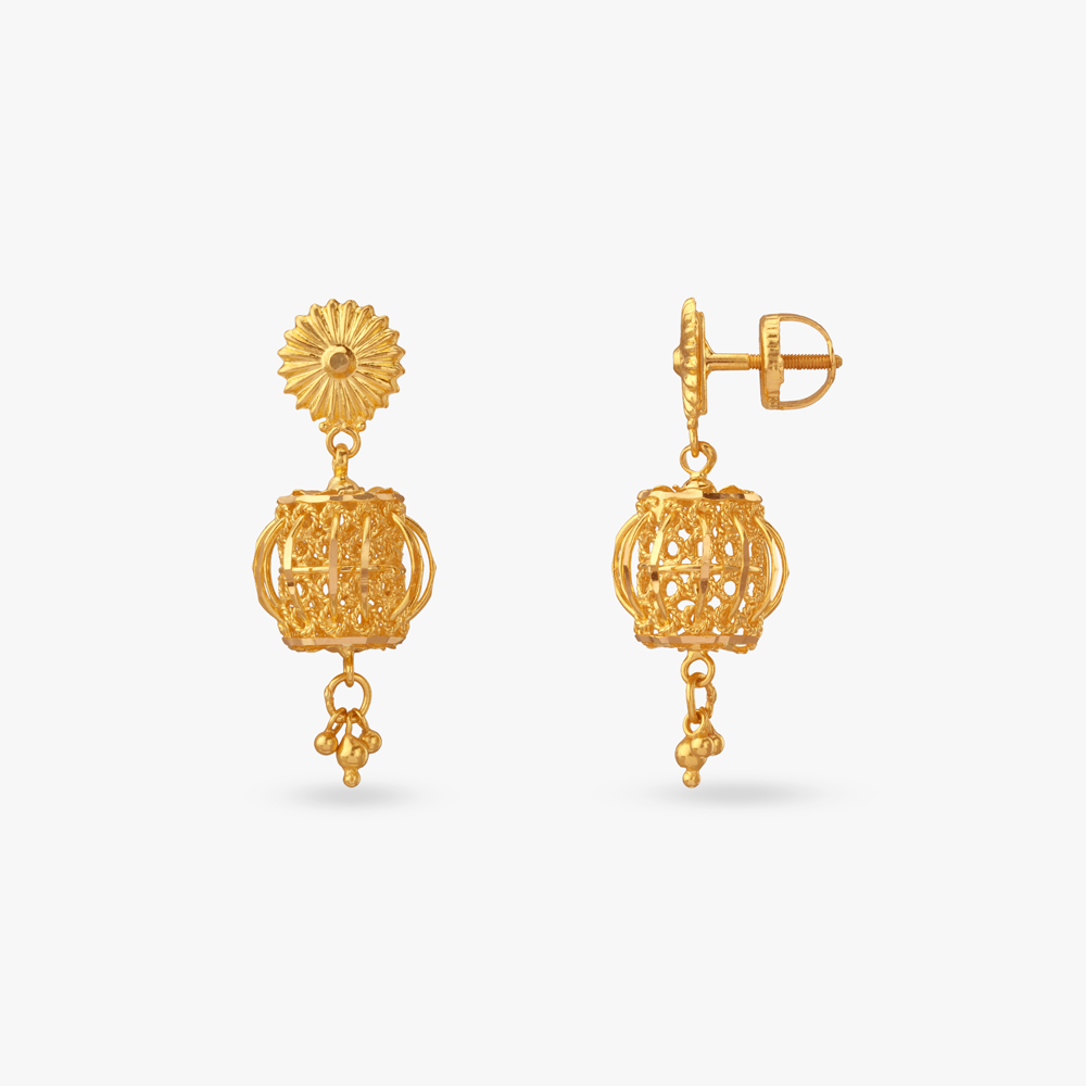 Royal Filigree Gold Jhumka Earrings,,hi-res image number null