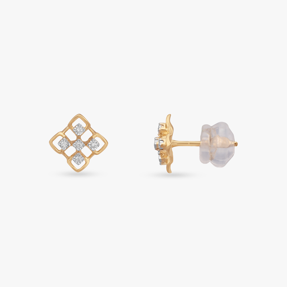 Lattice Bloom Diamond Stud Earrings,,hi-res image number null