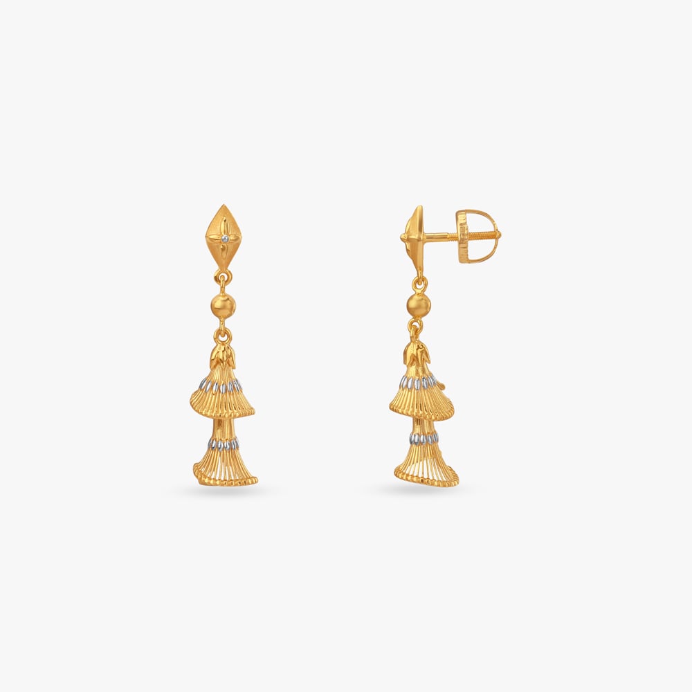 Cascade Elegance Gold Jhumka Earrings,,hi-res image number null