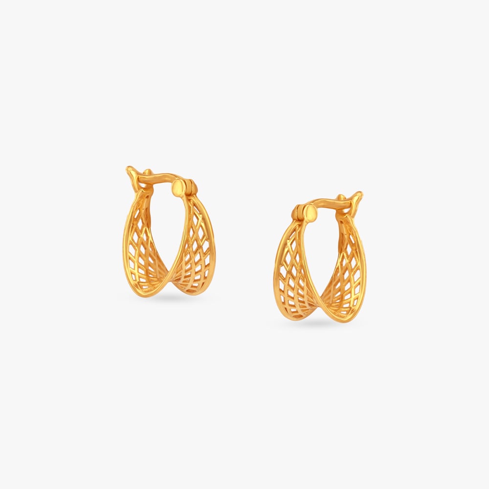 Artisan Mesh Gold Hoop Earrings,,hi-res image number null