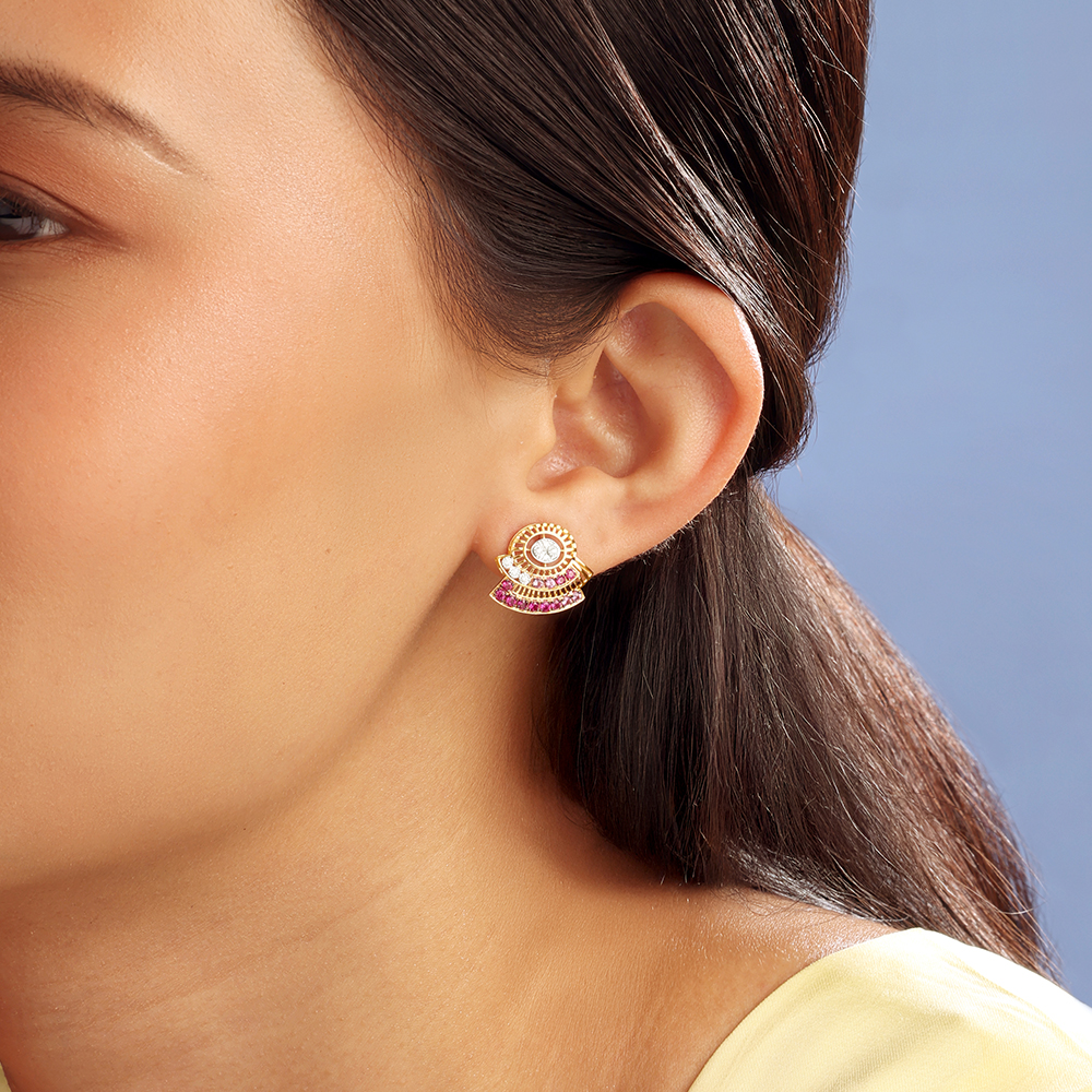 Radiant Horizon Sapphires & Diamond Stud Earrings,,hi-res image number null