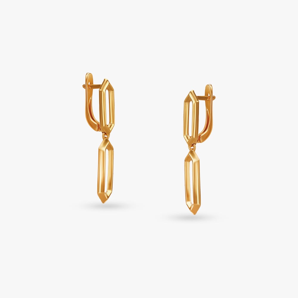 

Elongated Link Gold Hoop Earrings