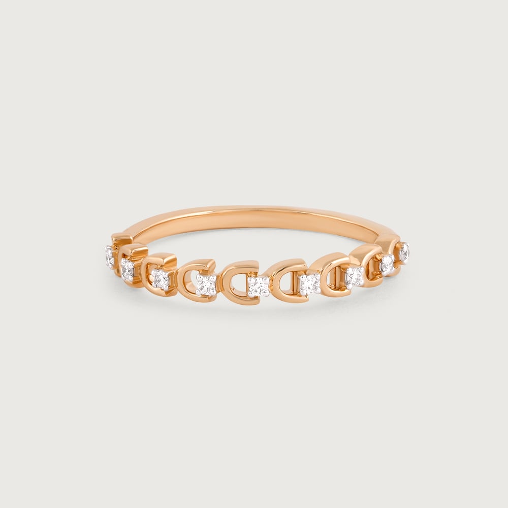Shimmering Loop Gold & Diamond Finger Ring,,hi-res image number null