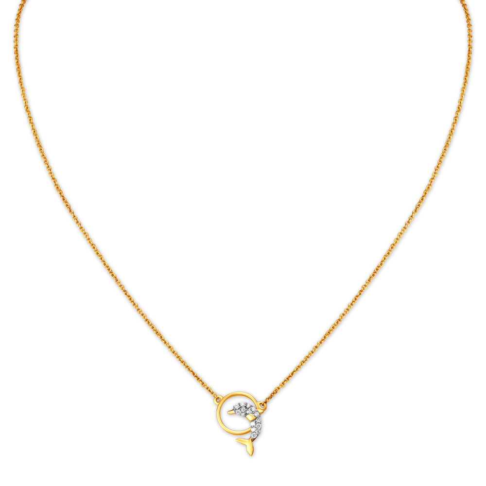 Dolphin Diamond Pendant with Chain for Kids,,hi-res image number null