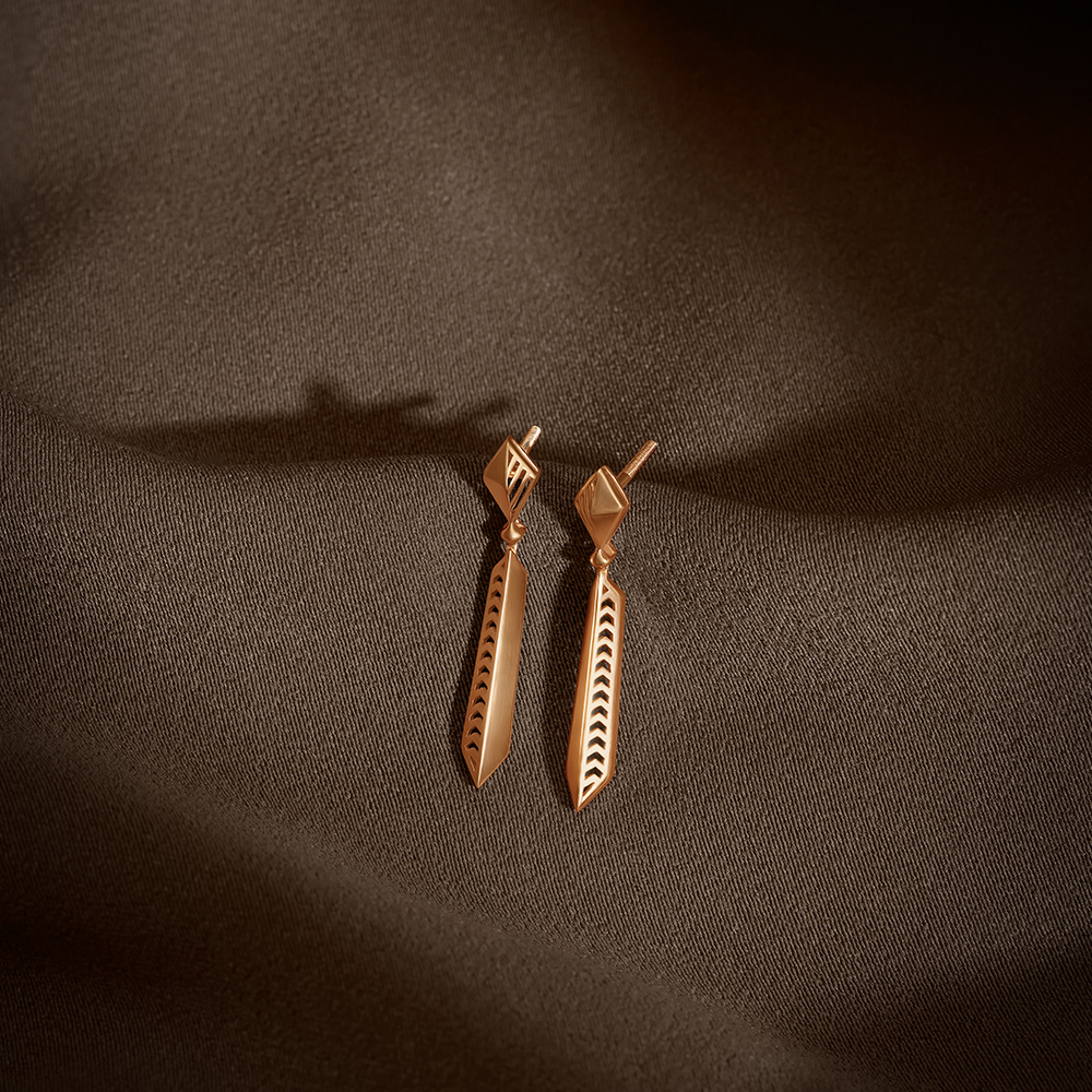 Sleek Geometric Gold Drop Earrings,,hi-res image number null