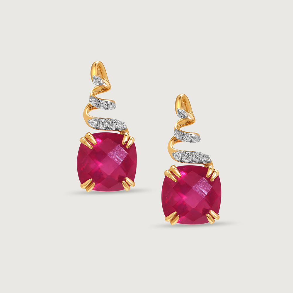 Classically Chic 14KT Ruby & Diamond  Stud Earrings,,hi-res image number null