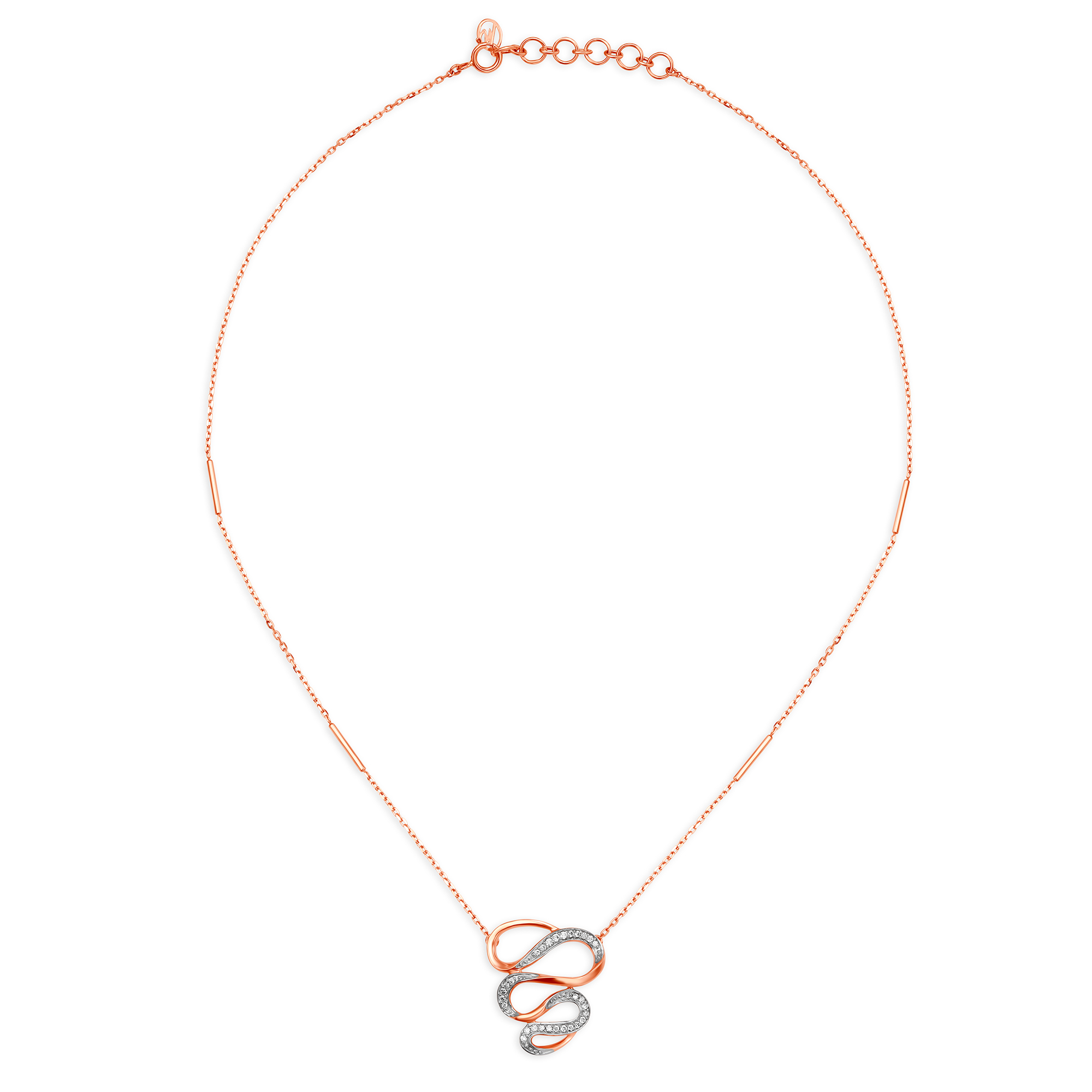 14Kt Rose Gold Diamond Necklace,,hi-res image number null