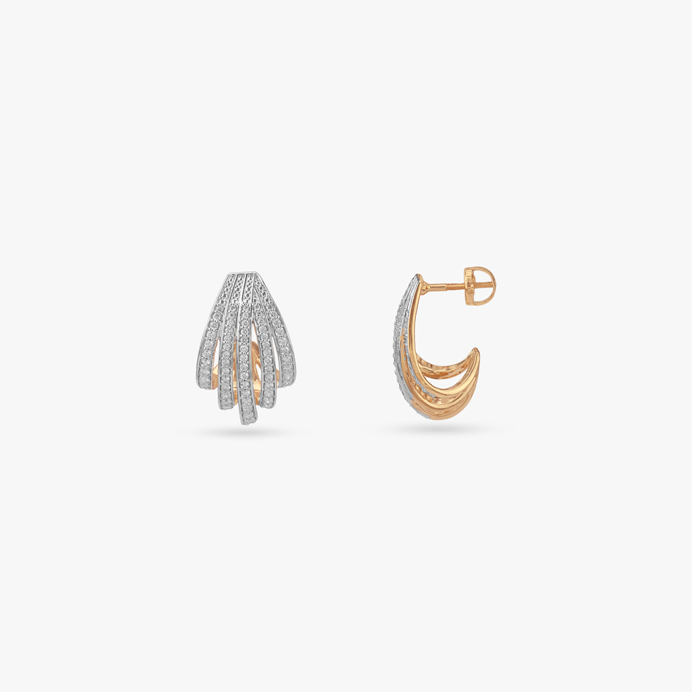 Layered Arc Diamond Stud Earrings,,hi-res image number null