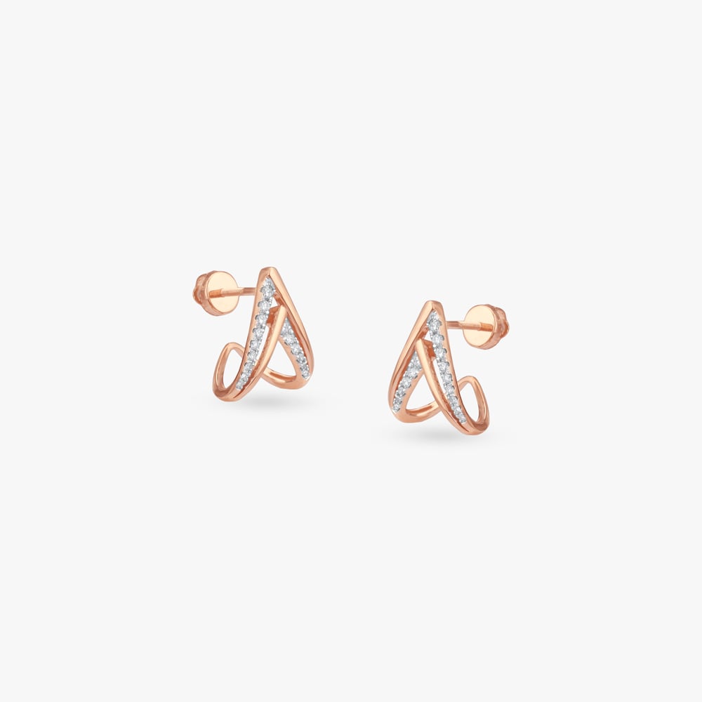 Twin Angle Diamond Stud Earrings,,hi-res image number null