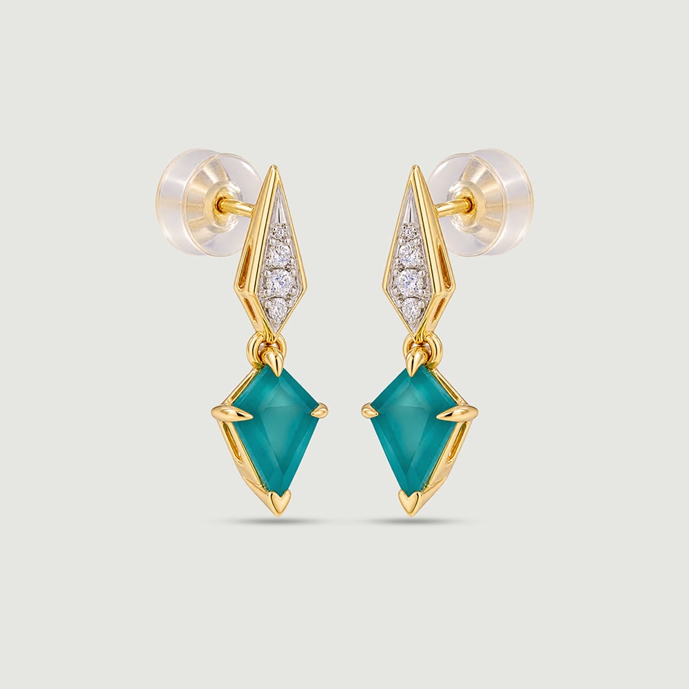 Bold Faceted Green Onyx Drop Earrings,,hi-res image number null