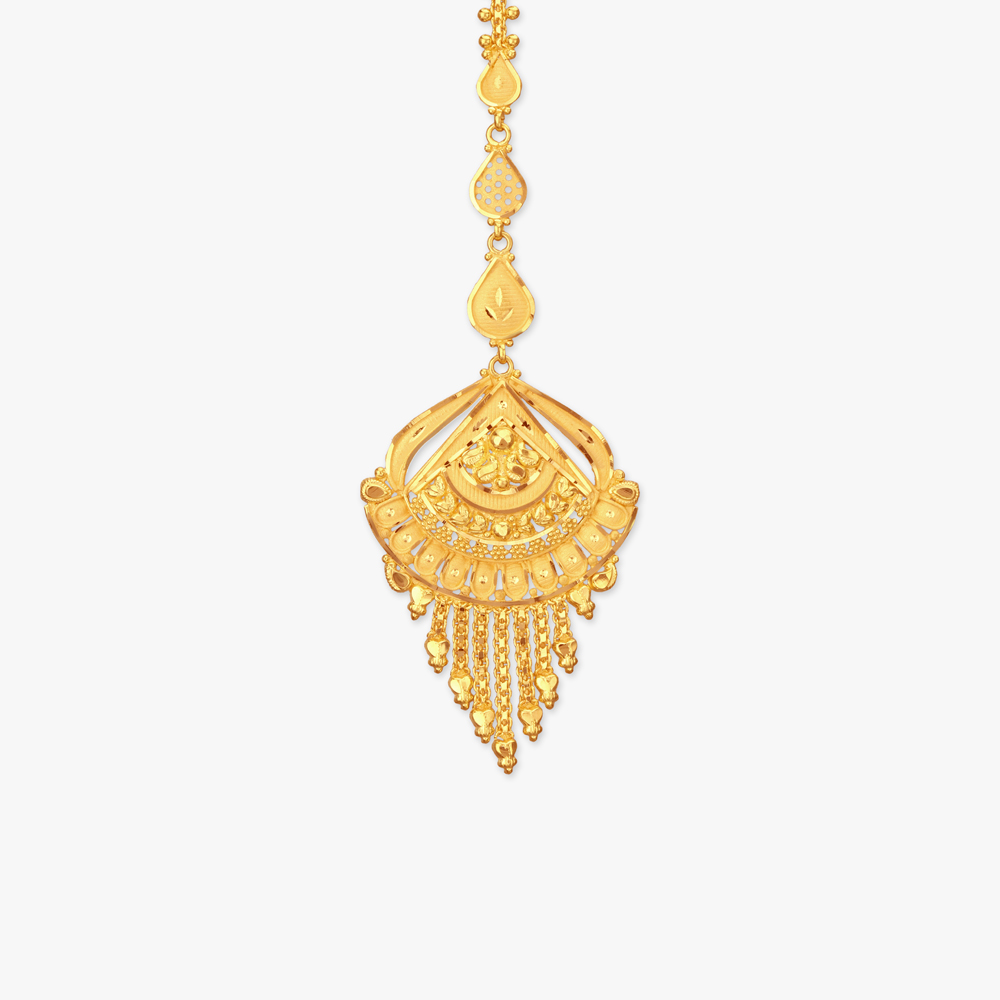 Regal Chandeliers Gold Maang Tikka,,hi-res image number null