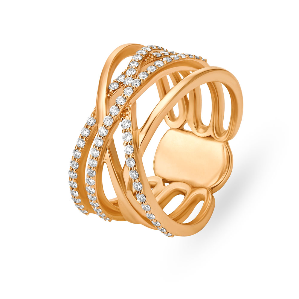 Sophisticated 18 Karat Rose Gold CrissCross Ring