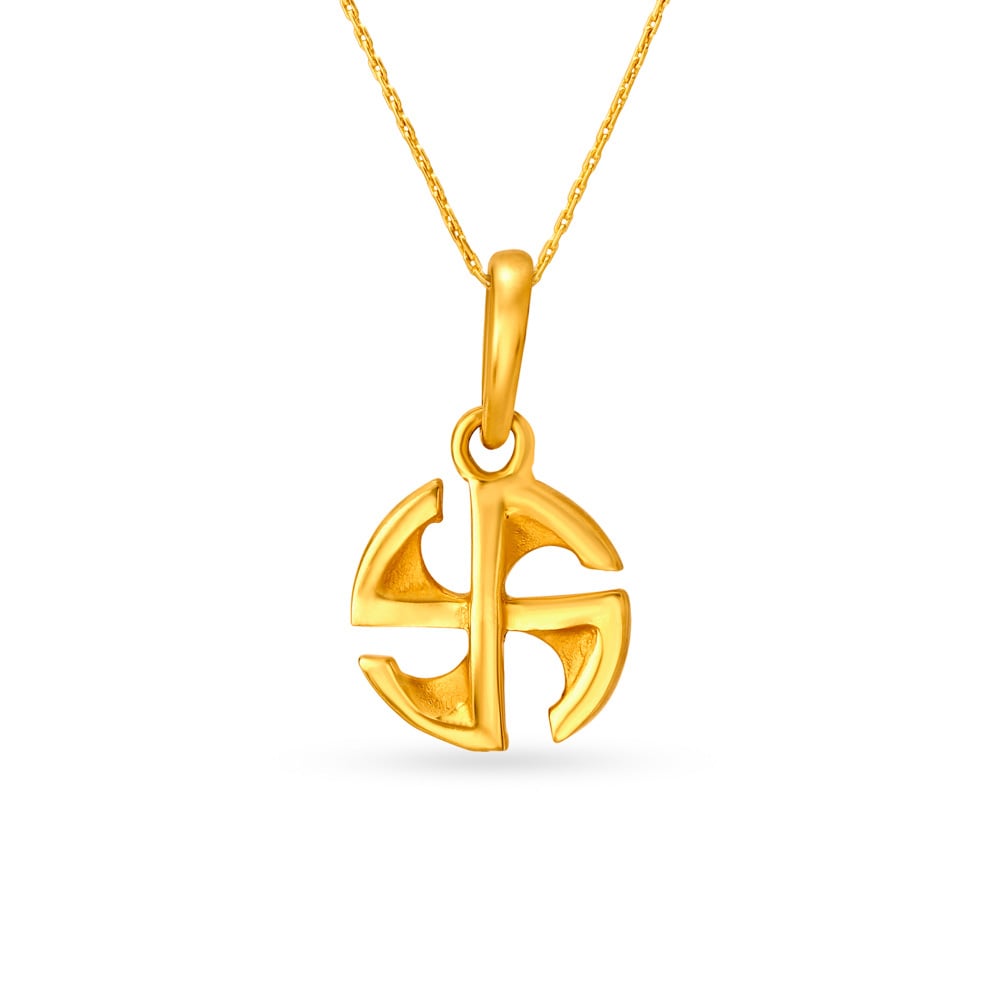 

Distinctive Yellow Gold Rounded Swastika Pendant