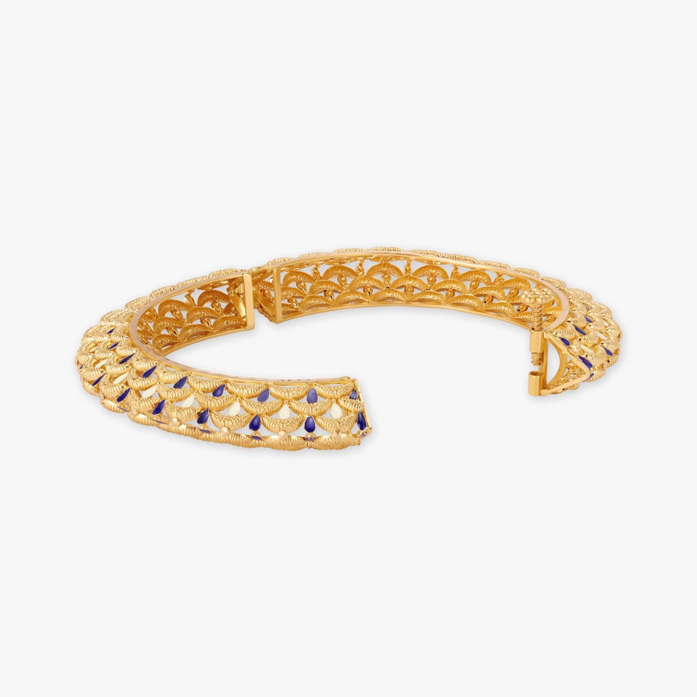 Blissful Diya Motif Gold Bangle,,hi-res image number null