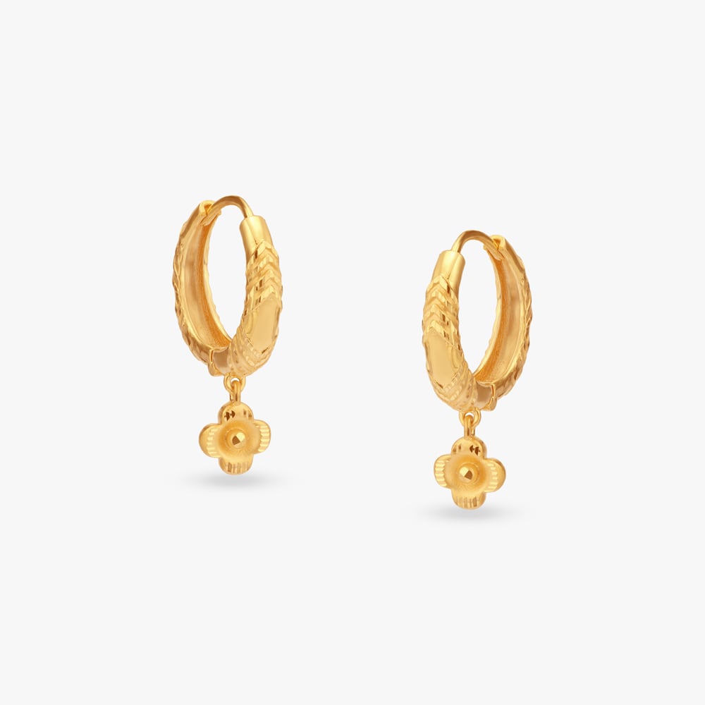 

Blossom Charm Gold Hoop Earrings