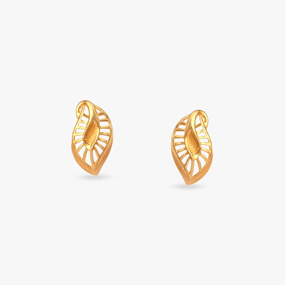 Leaf Radiance Gold Stud Earrings,,hi-res image number null