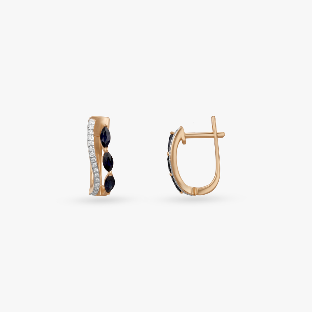 Elegant Arc Diamond Hoop Earrings,,hi-res image number null