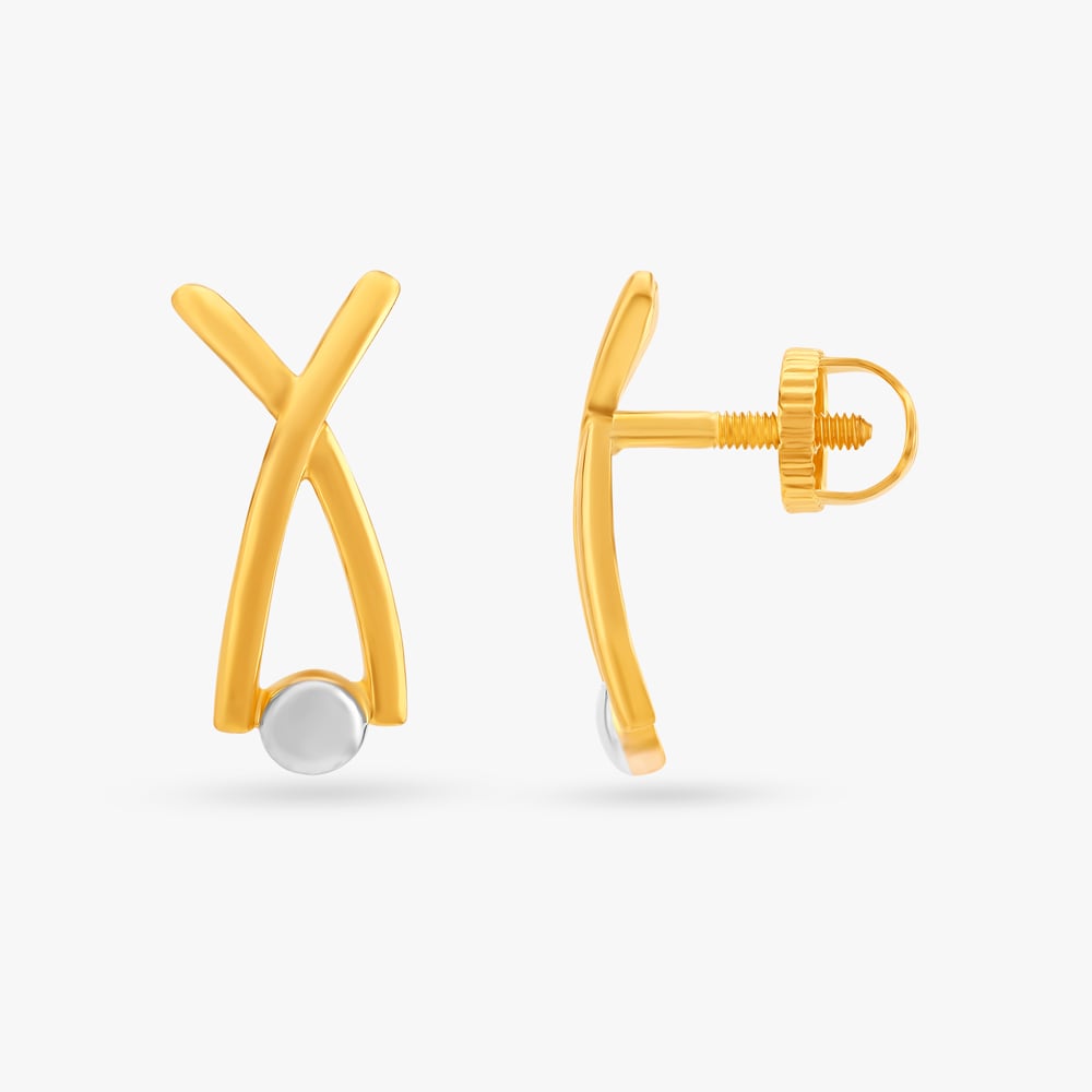 Flawless Cross Shaped Gold Stud Earrings,,hi-res image number null
