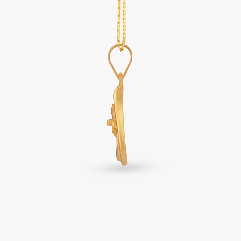 Floral Teardrop Gold Pendant,,hi-res image number null