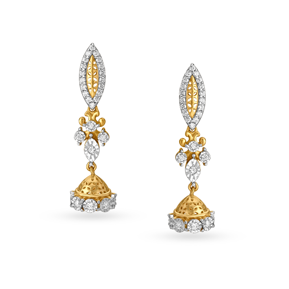 Ethnic Diamond Studded Jhumka Earrings