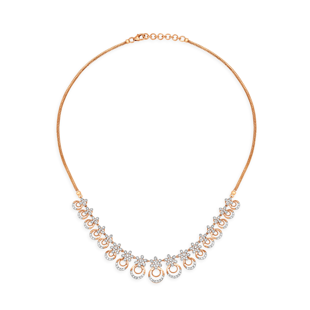 Sparkly Floral Rose Gold and Diamond Necklace Set,,hi-res image number null
