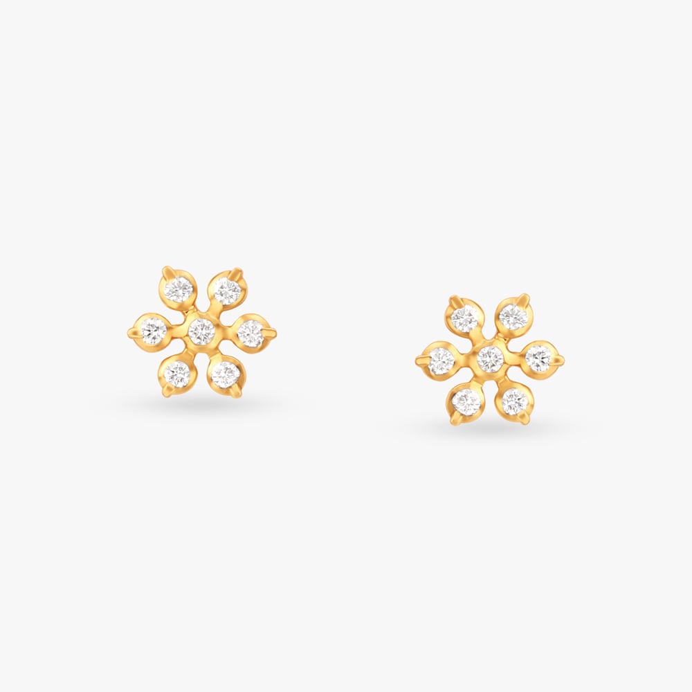 Floral Glamour Diamond Stud Earrings,,hi-res image number null