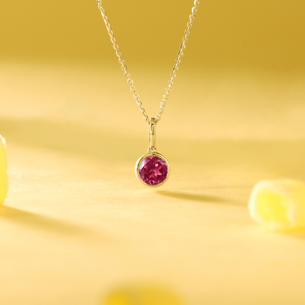 Structured Sleek Ruby Gold Pendant,,hi-res image number null