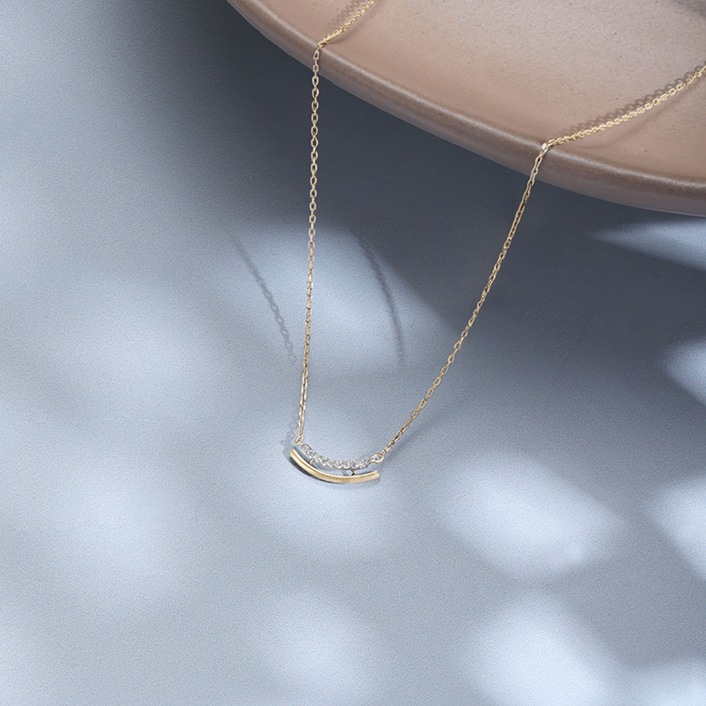 Curved Spark Diamond Necklace,,hi-res image number null