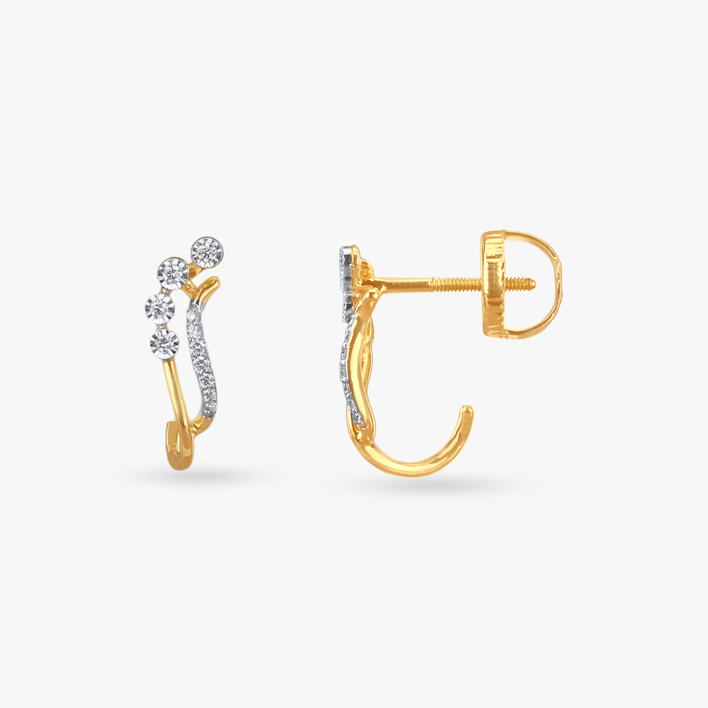 

Delicate Twirl Diamond Hoop Earrings