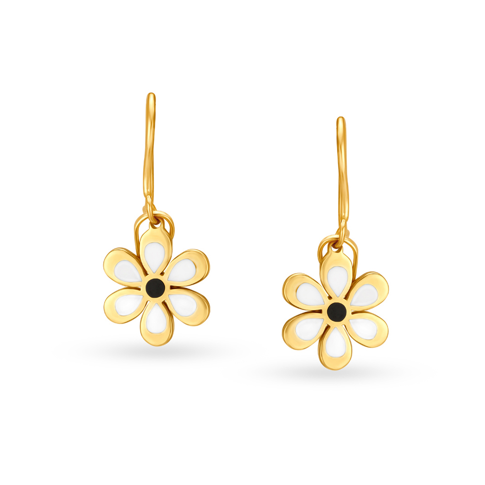 Beguiling Floral Gold Hoop Earrings For Kids,,hi-res image number null