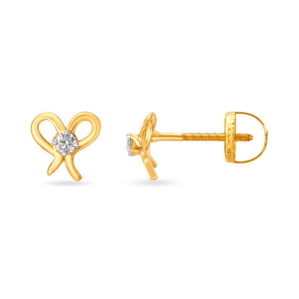 Adorable Knot Style Kids Diamond Stud Earrings,,hi-res image number null