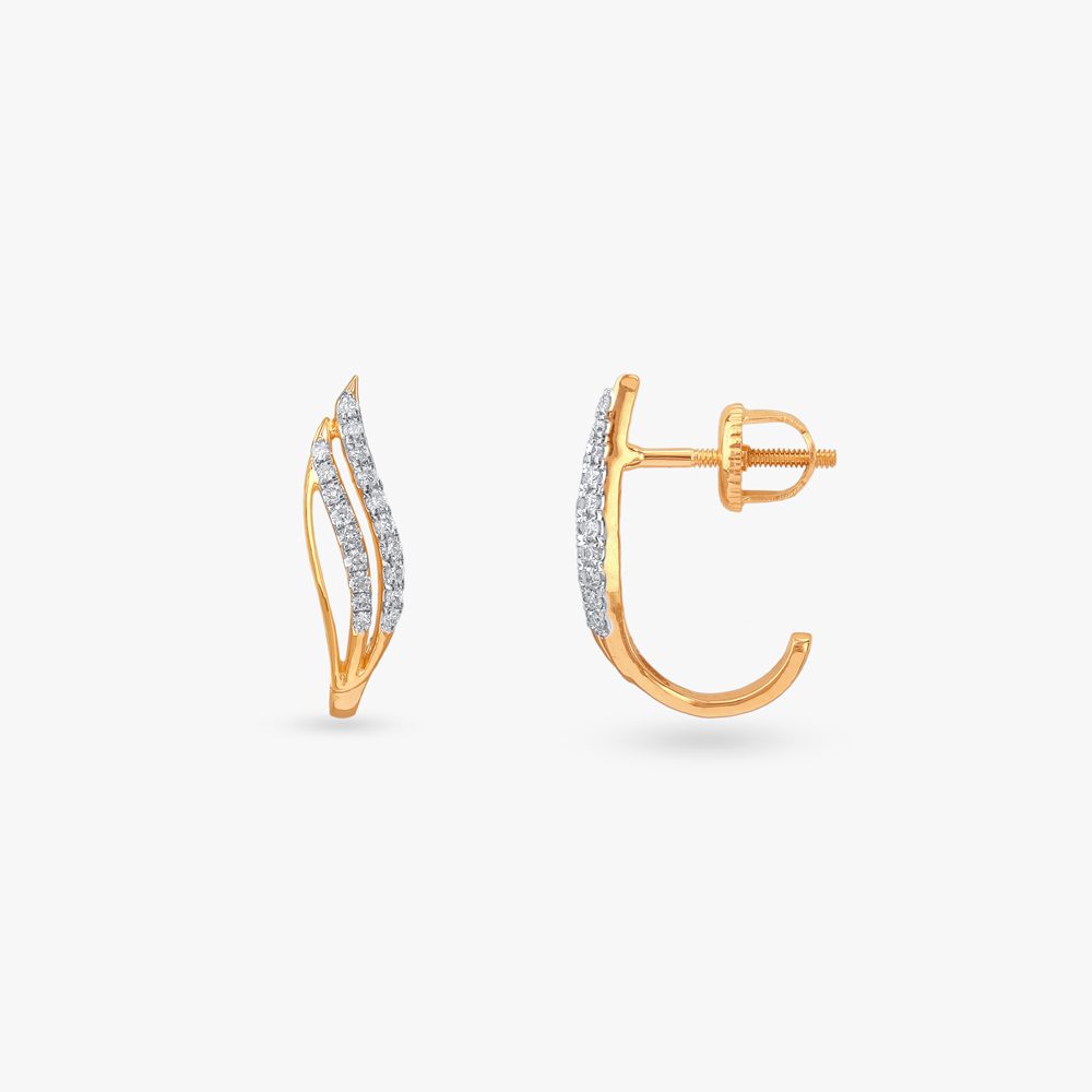 Graceful Curve Diamond Stud Earrings,,hi-res image number null