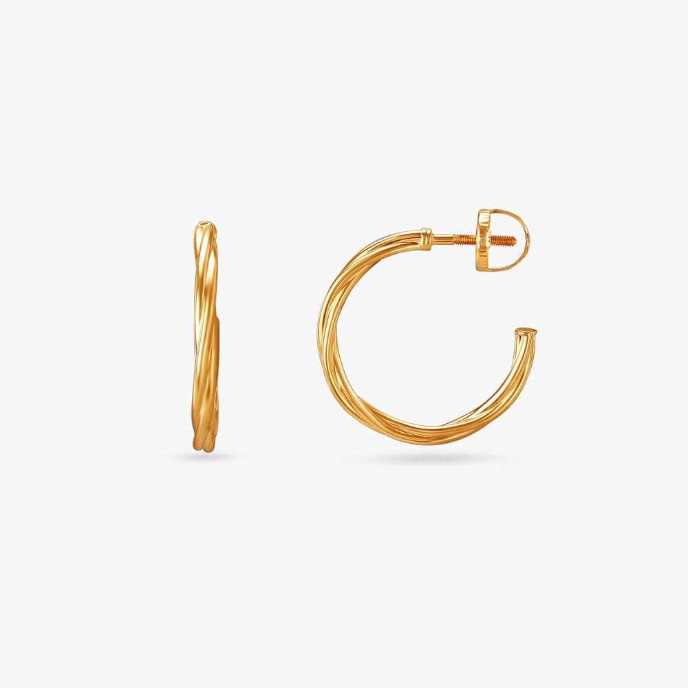 Refined Twist Gold Hoop Earrings,,hi-res image number null