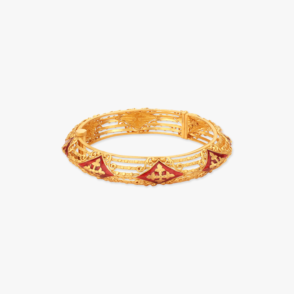 Batik Blossom Kankan Gold Bangles,,hi-res image number null