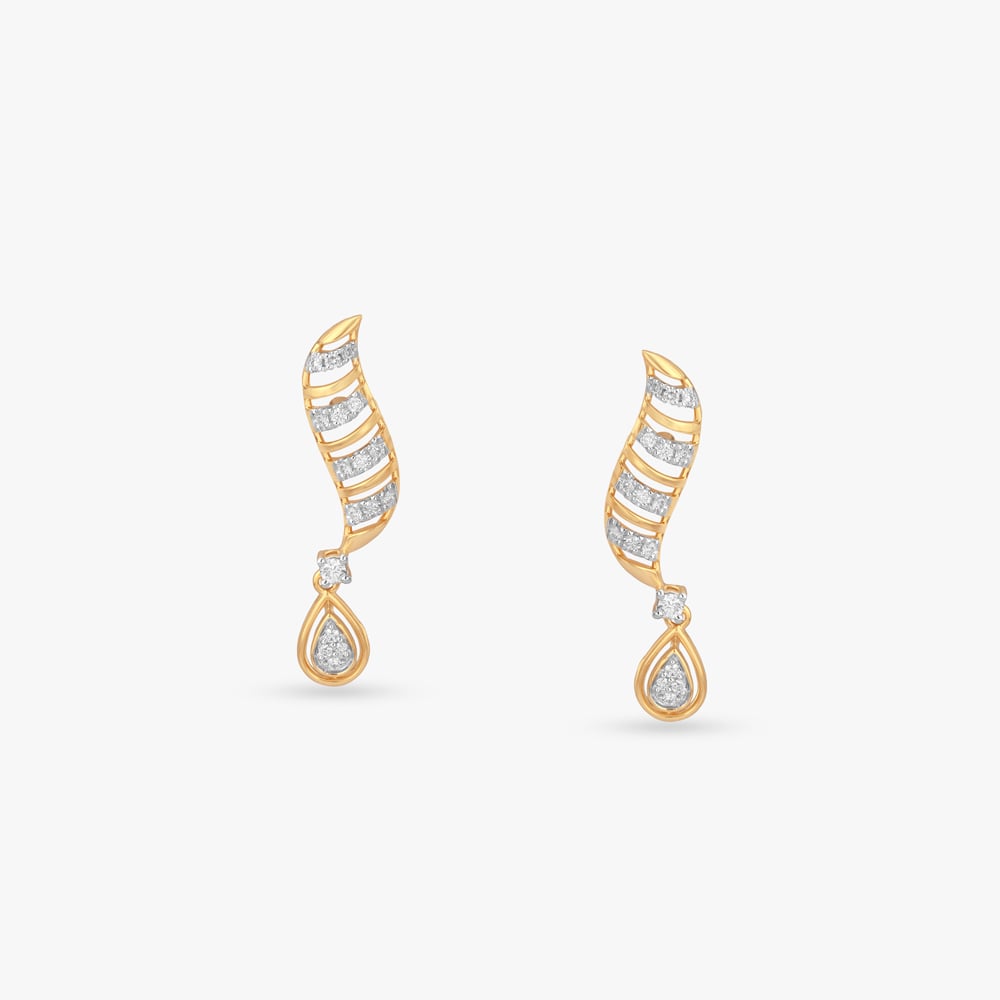Gilded Plume Diamond Drop Earrings,,hi-res image number null